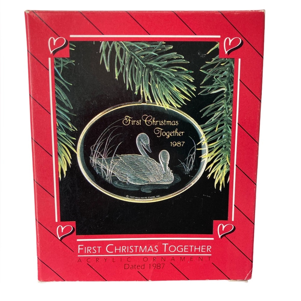 Hallmark 1987 Our‎ First Christmas Together Swans Acrylic Keepsake Ornament HTF